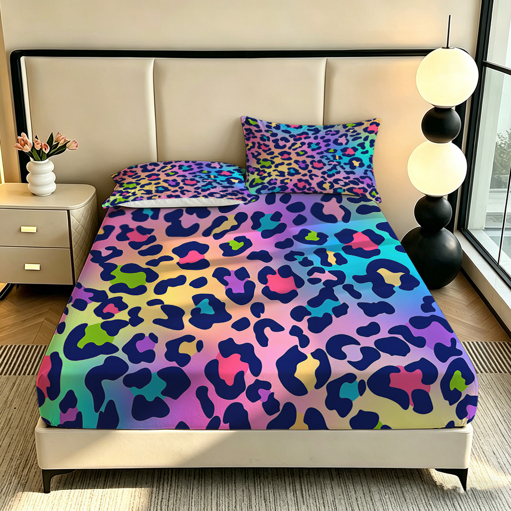 Colorful Leopard Print 3Pcs Fi - огляд і ціна Fitted Sheet Deep