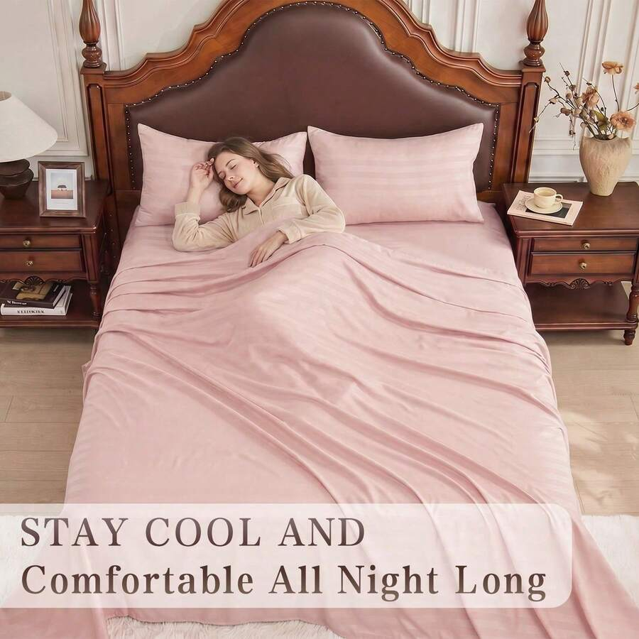 Striped Cooling Sheets Set Kin - огляд і ціна Fitted Sheet Deep