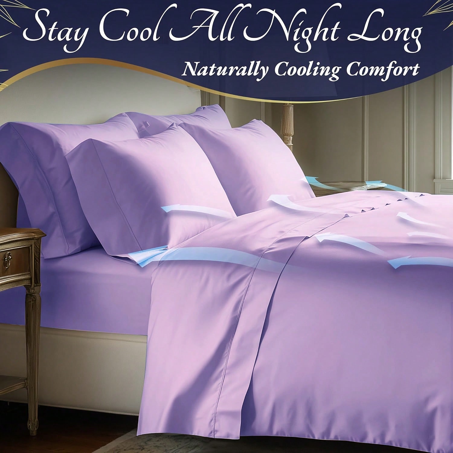 4pcs Bamboo Cooling Bedding -  - огляд і ціна Fitted Sheet Deep